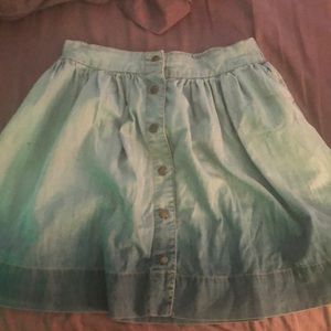 ombré blue button down skirt